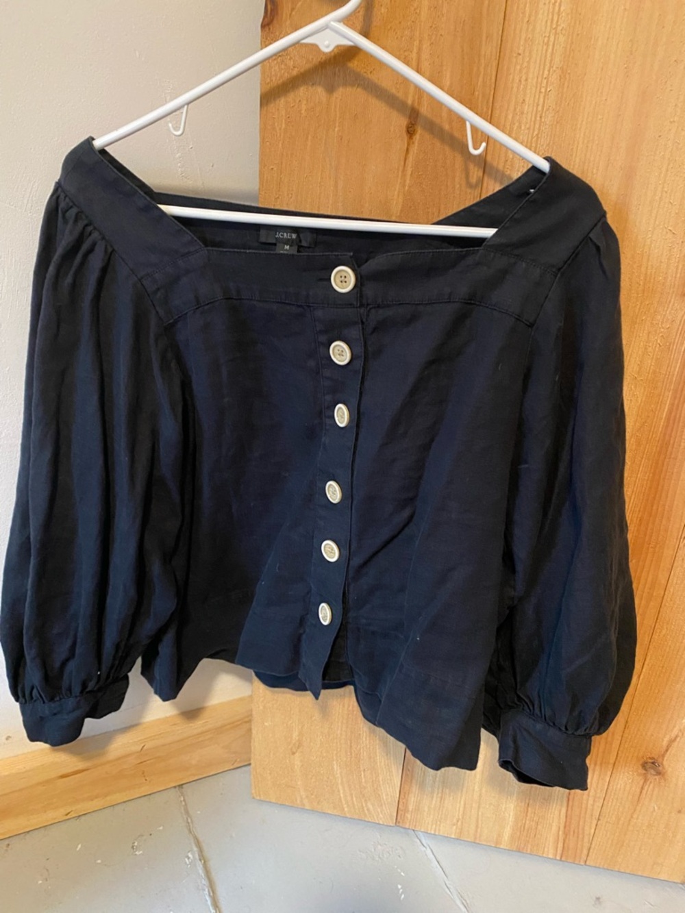 100% Linen J. crew  Button-Front Peasant Blouse